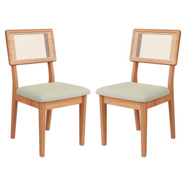 Imagem de Kit 2 Cadeiras Estofadas com Encosto de Tela 100% MDF Freijó em 100% MDF Cesare Escuro Dalla Costa