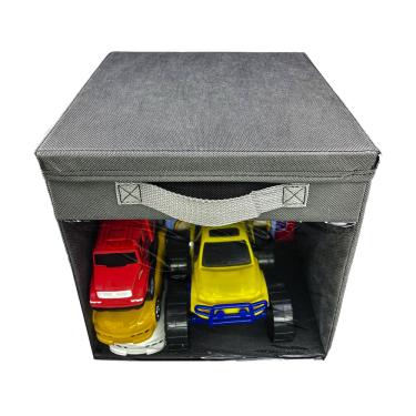 Imagem de Caixa Organizadora de Brinquedos Com Tampa Closet Armário Com Visor Transparente e Alça