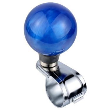 Imagem de Lunsom Botão giratório de roda, puxadores de volante de resina, botão giratório, bola de direção, botão suicida, manípulo elétrico, assistente de giro, adequado para carro, caminhão, SUV, azul escuro