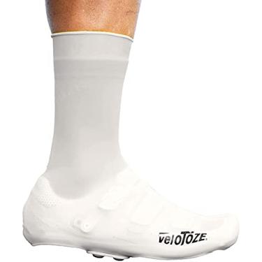 Imagem de veloToze Capa de sapato de silicone alta com botões – Cobre sapatos de ciclismo de estrada – Impermeável, à prova de vento, reutilizável, estilo bota, galochas para passeios de bicicleta no inverno, chuva, clima frio – para homens e mulheres