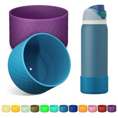 Imagem de 2 peças de capa de silicone Alwenid para garrafa de água Owala 1.134 ml, capa protetora antiderrapante para garrafas de água de aço inoxidável FreeSip, Twist e Flip (roxo escuro + azul escuro)