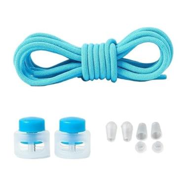 Imagem de Elastic Laces Sneakers Round Rubber Bands No Tie Shoelaces Unisex Basketball Shoe Laces Children Free Tie Shoestrings(Light blue)