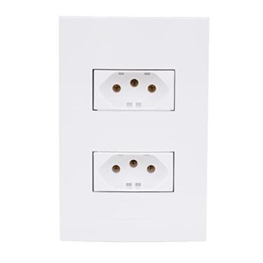 Imagem de Conjunto 2 Tomadas 2P+T com Placa 4X2, Alumbra, Inova Pro 85058, Branco