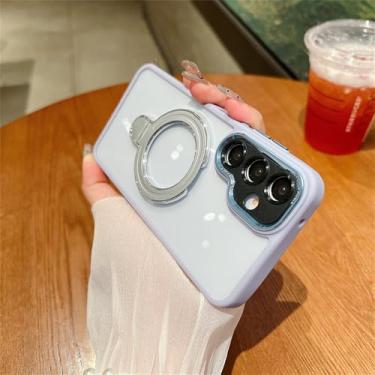 Imagem de Capa magnética transparente com suporte para celular, capa para samsung galaxy a54 a34 a14 a15 a25 a35 a55 a13 a12 a05, azul, para galaxy a12