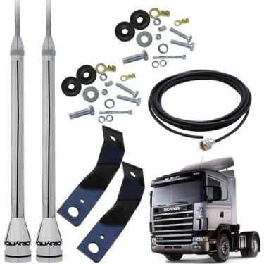 Imagem de 2 Antenas Inox 2,70 metros alongador prolongador 60cm pl-2003 + Suport