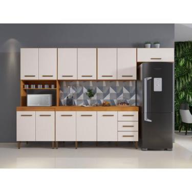 Imagem de Cozinha Kaike Atenas 12 Portas de Madeira, Nature com Off White