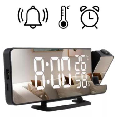 Imagem de Relógio Digital De Mesa Led Com Projetor No Teto E Alarme Temperatura 