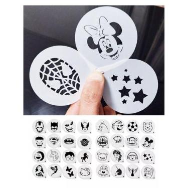 Imagem de 64 Stencil 5cm Desenho Infantil facial Pintura Rosto - Stencil Submoda