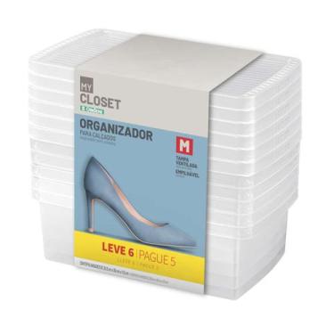 Imagem de Conjunto 6 Caixas Organizadora Sapatos Tênis 35 à 38 Média Ordene