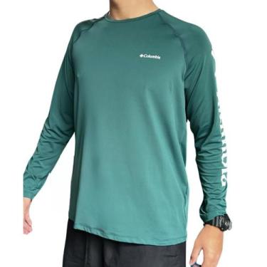 Imagem de Camiseta Masculina M/L Columbia Aurora, G, Verde floresta