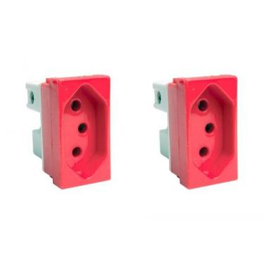 Imagem de Kit C/2 - Modulo Steck Linha Stella 1 Tomada 20A. Vermelh..., Vermelho