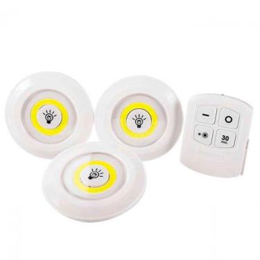 Imagem de Luminária Led Spot Sem Fio Kit Trio Controle Remoto Branco - LAURUS
