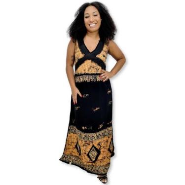 Imagem de Vestido Longo Indiano Regata Bordado Batik com Renda 1015 - Sarat Moda