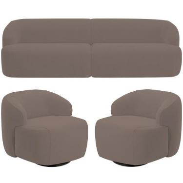 Imagem de Sofá 3 Lugares Curvo Orgânico com 02 Poltronas Para Sala Living 220cm 