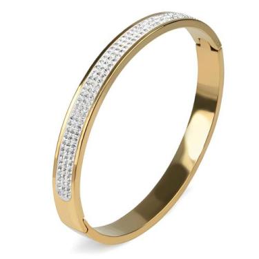 Imagem de Pulseira Prata 925 Feminina Bracelete Ouro 18k Cravejada - Oremte, Dou
