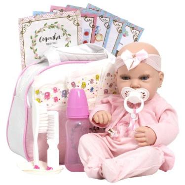 Imagem de Bebe Reborn Menina Lara Com Banheira Enxoval 21 Acessórios - Cegonha R