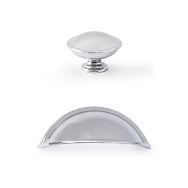 Imagem de Kit 24 Puxadores Gaveta Porta Moveis Armário Puxador Concha - Telis Fe