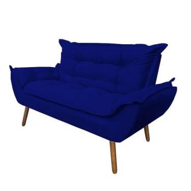 Imagem de Namoradeira Decorativa Opala Sala de Estar Tecido Veludo Azul marinho 
