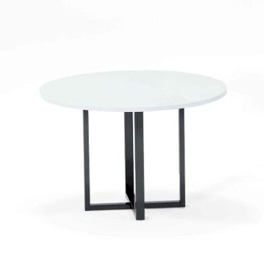 Imagem de Mesa de Reunião Redonda Tubular P25 Pandin 1,10 M Branco e Grafito