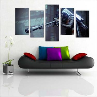Imagem de Quadro Decorativo Game Jogo Destiny Salas Quartos 5 peças com Moldura 