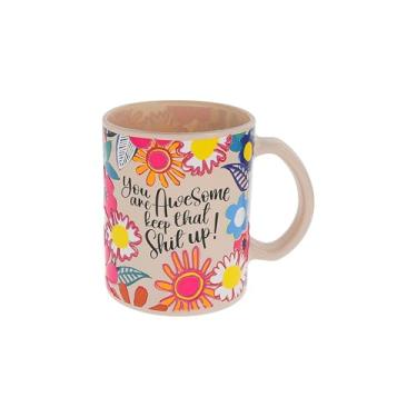 Imagem de Pavilion Gift Company - You Are Awesome - Caneca de vidro de 510 g ousada declaração floral design engraçado caneca de café xícara de chá amigo colega de trabalho esposa namorada presente de