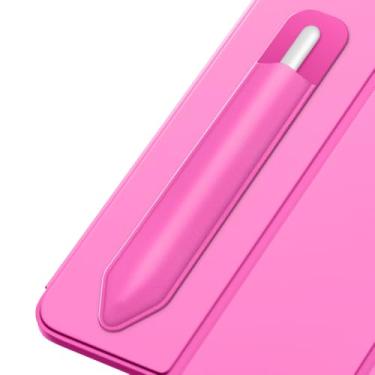 Imagem de MoKo Suporte de lápis para Apple Pencil Pro, Apple Pencil (USB-C), Apple Pencil 1ª/2ª geração, bolso elástico para lápis, capa adesiva anexada à capa de iPad para canetas Stylus, rosa persa