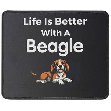Imagem de Life is Better with a Beagle Dog Mouse Pad para amantes de beagle - Presentes engraçados de dono de cachorro para mãe, pai - amantes de cães, tapete de mouse para filhotes de 24 cm para computador
