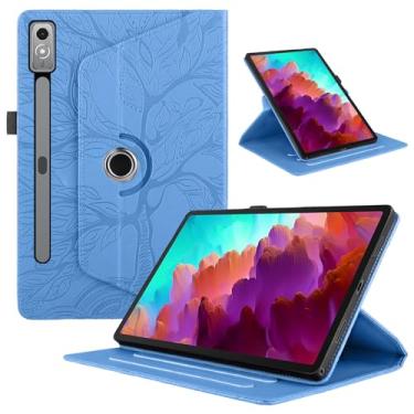 Imagem de Capa giratória para Lenovo Tab P12 12,7 polegadas 2023, capa giratória de couro PU de 360° leve, suporte flip multi-ângulo com suporte de caneta para modelo SM-TB370FU/TB371FC-Turquesa