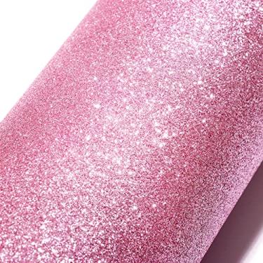 Imagem de Stickyart Papel de parede com glitter de 40 cm x 700 cm texturizado rosa claro papel de parede brilhante decorativo quarto removível glitter papel de parede adesivo de parede puxe e cole papel de