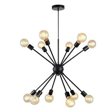 Imagem de Lustre Pendente Sputnik Preto 12 Lâmpadas Moderno Luxo Inl70