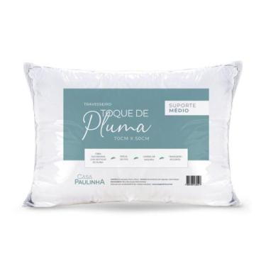 Imagem de Travesseiro Toque de Pluma 70cm x 50cm Suporte Médio Algodão Macio - O