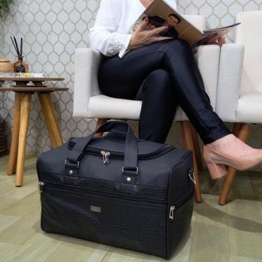 Imagem de Mala de Mão Feminina New York Preto Croco - Coutre Bolsas