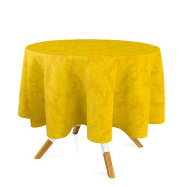 Imagem de Toalha de Mesa Redonda em Tecido Jacquard 100% Poliéster Medalhão Amar