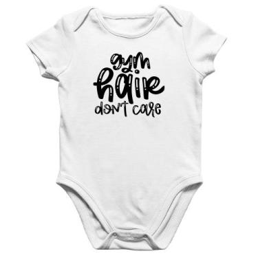 Imagem de Body Bebê Algodão Gym Hair Don't Care - Foca na Moda, Branco, M