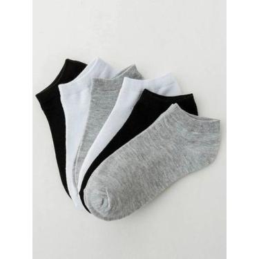 Imagem de Kit 12 Pares De Meias Infantil Juvenil Lisa Menina Menino - LOA, 29 a 