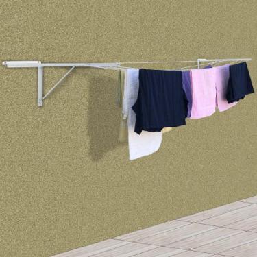 Imagem de Varal De Parede Dobrável Retrátil Articulável Mão Francesa 5 Cordas 20