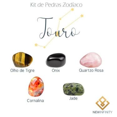 Imagem de Kit de Pedras Cristais dos Signos Touro - 5 pedras naturais proteção e