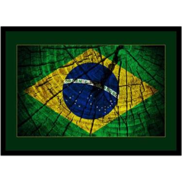 Imagem de Quadro Decorativo Bandeira Do Brasil Emblema País Salas Escritórios Lo