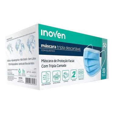 Imagem de Máscara Descartável Tripla Com Elástico Pacote 50u Kit 3 - Mask, Masca