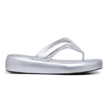 Imagem de Sandália Feminina Estilo Flat Plataforma - Novo Hábito, Prata, 38