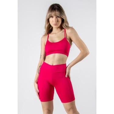 Imagem de Conjunto Fitness Feminino Bemudinha Suplex e Top Alcinha Fina Sem Bojo