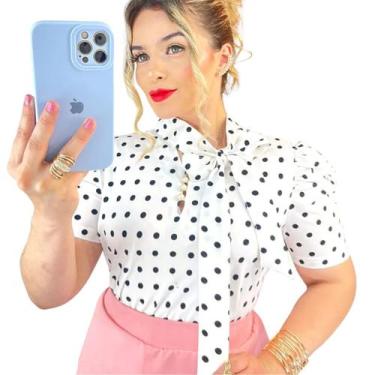 Imagem de Blusa Camisa Evangélica Social Bolinha Poa Com Laço Princesa - Look Mo