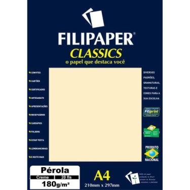 Imagem de Papel A4 Perolado Creme 180G  Caixa com 20 Folhas - Filiperson