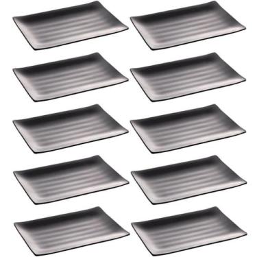 Imagem de Kit 10 Travessas de Melamina para Comida Japonesa Sushi Sashimi Pratos