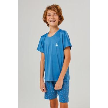 Imagem de Pijama Infantil Pele De Pêssego Oceano - Praqnome, Azul jeans, 04