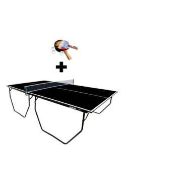 Imagem de MESA DE PING PONG MDP 15mm KLOPF 1087 COR PRETA C/ RODAS, SUPORTE E RE