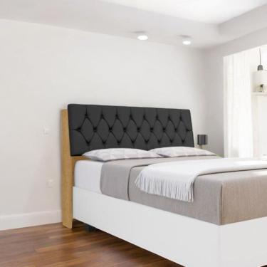 Imagem de Cabeceira Estofada Yasminne Queen Naturalle Com Capitonê Preto