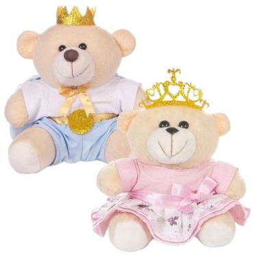 Imagem de Casal De Ursinhos 2 Pelúcias Príncipe E Princesa Realeza Bebe Presente