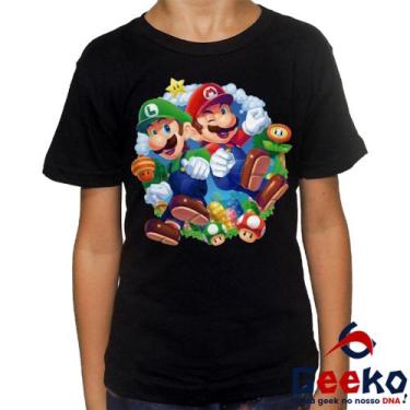 Imagem de Camiseta Infantil Super Mario e Luigi 100% Algodão Super Mario Bros Ge