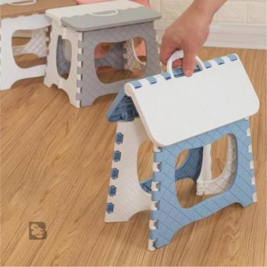 Imagem de Banquinho Infantil Dobrável Banqueta Banco Retrátil Crianças Idosos Ba